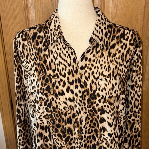Chico’s Animal Print Light Weight Tunic Blouse Top Shirt Large - Picture 4 of 9